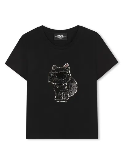Karl Lagerfeld Logo T-shirt For Girls In Black