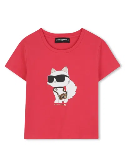 Karl Lagerfeld Logo T-shirt For Girls In Pink