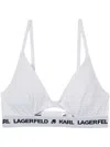 Shop Karl Lagerfeld Logo-underband Peephole Bra In 100 White