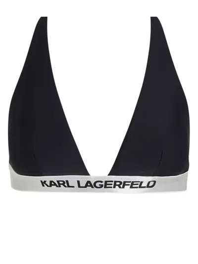Karl Lagerfeld Logo-underband Bikini Top In Black