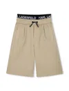 Karl Lagerfeld Logo-waist Shorts In Neutrals