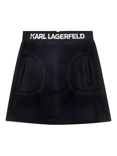 Karl Lagerfeld Kids' Logo-waistband A-line Skirt In Black