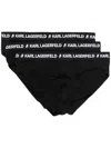 Karl Lagerfeld Logo Embroidered-waistband Briefs Set In Black