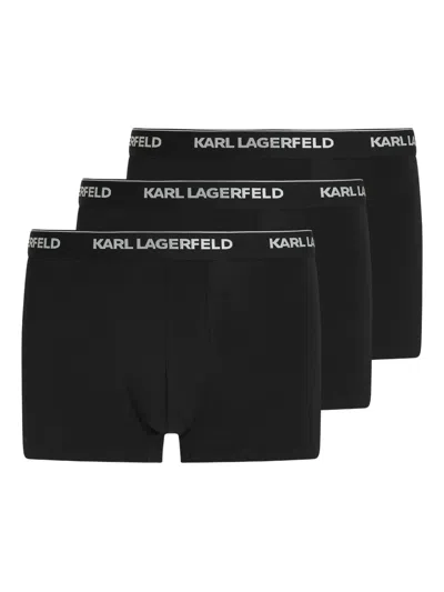 Karl Lagerfeld Logo-waistband Boxers (pack Of Three) In Black