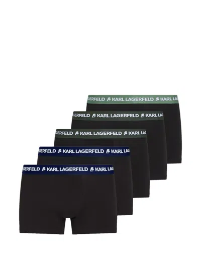 Karl Lagerfeld Logo-waistband Boxers (set Of Five) In Black