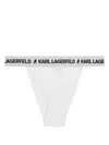 Karl Lagerfeld Logo-waistband Brazilian Briefs In 100 Wh Ite