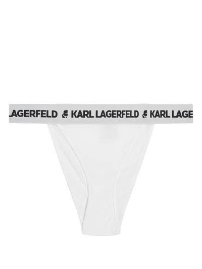 Karl Lagerfeld Logo-waistband Brazilian Briefs In White