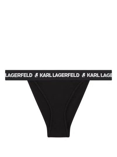 Karl Lagerfeld Logo-waistband Brazilian Briefs In 999 Black