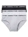 Karl Lagerfeld Logo-waistband Briefs (pack Of Three) In Black