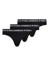 Karl Lagerfeld Logo-waistband Thong (pack Of Three) In Black