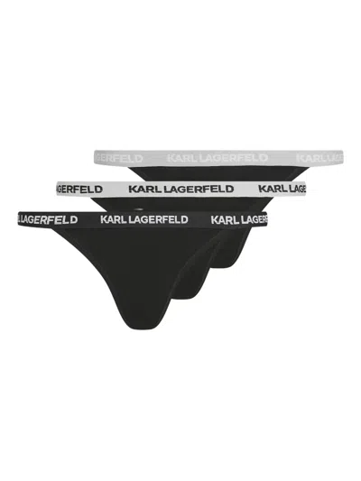 Karl Lagerfeld Logo-waistband Briefs (pack Of Three) In Black