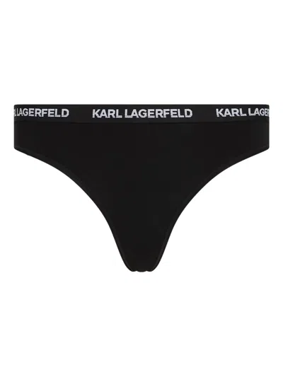Karl Lagerfeld Logo-waistband Briefs (pack Of Three) In Black