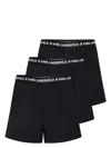 Karl Lagerfeld Logo-waistband Woven Boxer Shorts (pack Of Three) In Black