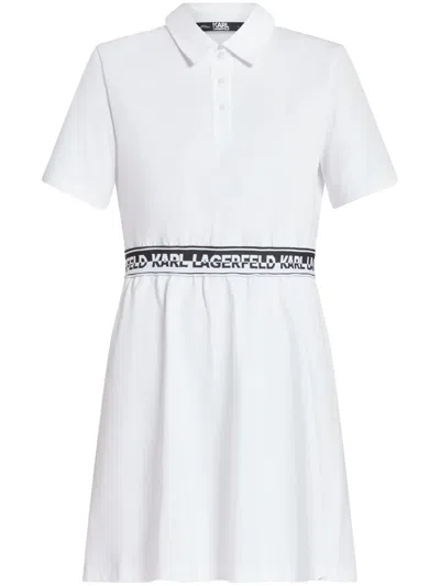 Karl Lagerfeld Logo-waistband Cotton Shirtdress In White