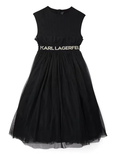 Karl Lagerfeld Kids' Logo-waistband Dress In Black