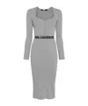 Karl Lagerfeld Logo-waistband Lurex Midi Dress In Gray