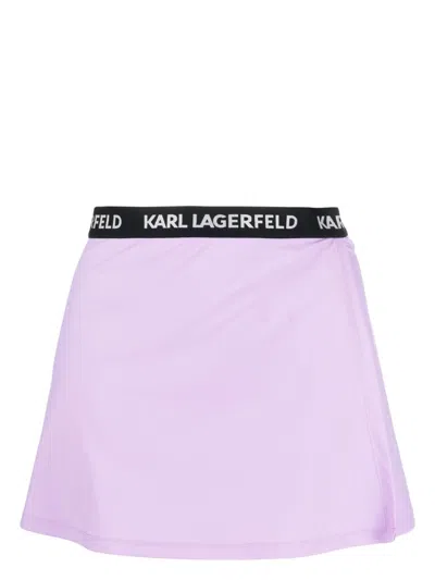 Karl Lagerfeld Logo-waistband Pareo Skirt In Purple