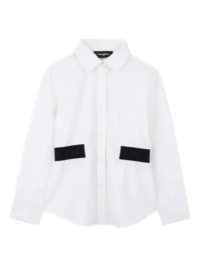 Karl Lagerfeld Kids' Logo-waistband Shirt In White