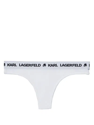 Karl Lagerfeld Logo-waistband Thong In 100 White