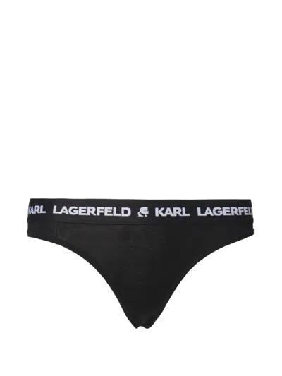 Karl Lagerfeld Logo-waistband Thong In 999 Nero