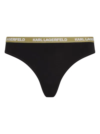 Karl Lagerfeld Logo-waistband Thong In Black