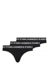 Karl Lagerfeld Logo-waistband Thong (pack Of Three) In 999 Black