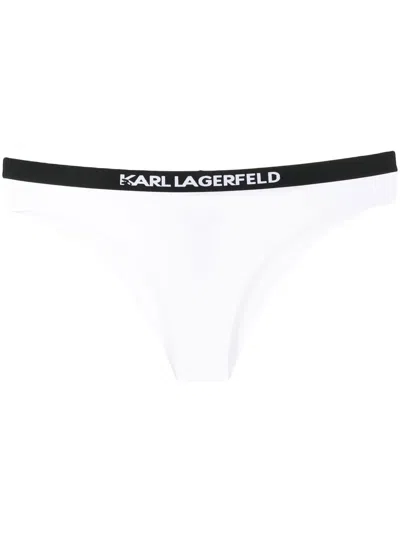 Karl Lagerfeld Logo-waisted Bikini Brief In White