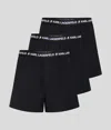 Karl Lagerfeld Logo Woven Boxer Shorts – 3 Pack In Blue
