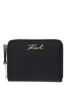 Karl Lagerfeld Logo Zip Wallet In Black
