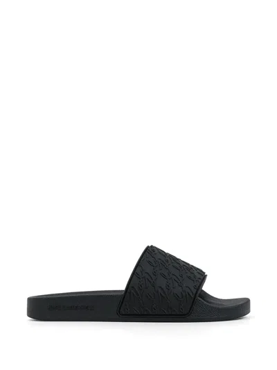 Karl Lagerfeld Logo-embossed Flip-flops In Black