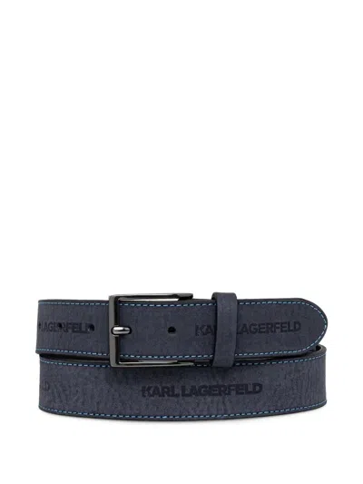Karl Lagerfeld Logo-embossed Topstitched Belt In White