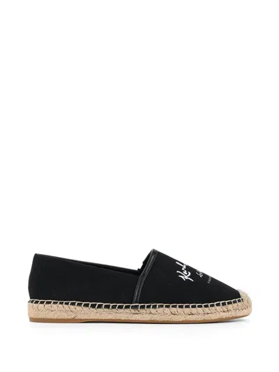 Karl Lagerfeld Logo-embroidered Braided-sole Espadrilles In Black
