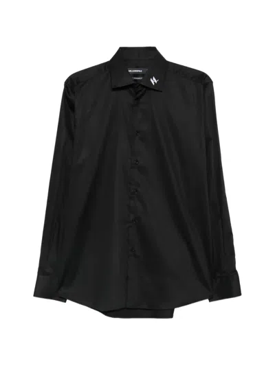 Karl Lagerfeld Logo-embroidered Long-sleeve Shirt In Black