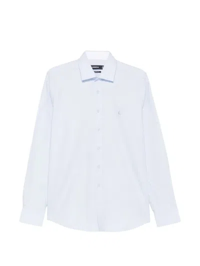Karl Lagerfeld Logo-embroidered Long-sleeve Shirt In Blue