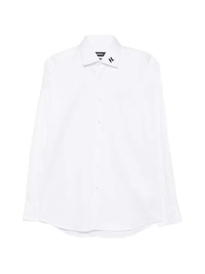 Karl Lagerfeld Logo-embroidered Long-sleeve Shirt In White