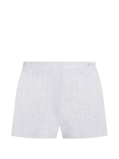 Karl Lagerfeld Logo-embroidered Lounge Shorts In Gray