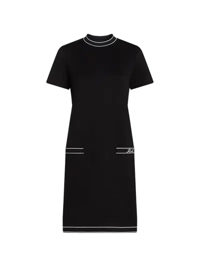 Karl Lagerfeld Logo-embroidered Mini Dress In Black