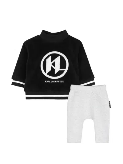 Karl Lagerfeld Babies' Logo-embroidered Quilted Track Pants In Black