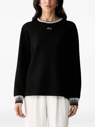 Karl Lagerfeld Logo-embroidered Sweater In Black