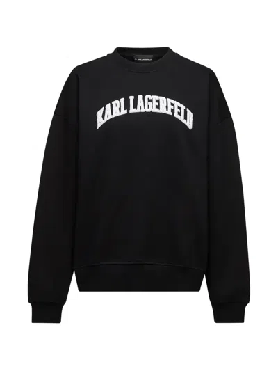 Karl Lagerfeld Logo-embroidered Sweatshirt In Black