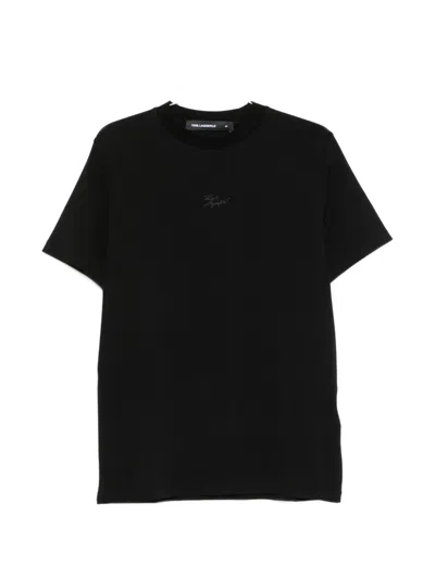 Karl Lagerfeld Logo-embroidered T-shirt In Black