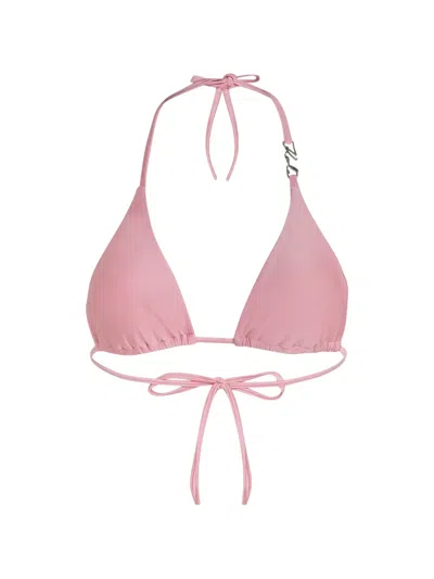 Karl Lagerfeld Logo-hardware Triangle Bikini In Pink