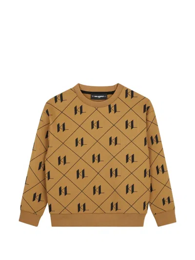Karl Lagerfeld Kids' Logo-monogram Sweatshirt In Brown