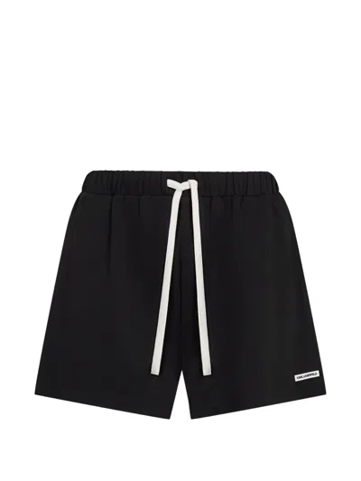 Karl Lagerfeld Logo-patch Drawstring Shorts In Black