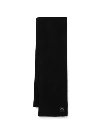 Karl Lagerfeld Logo-patch Ribbed Scarf In Black