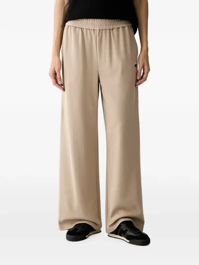 Karl Lagerfeld Logo-patch Side-stripe Track Pants In Brown