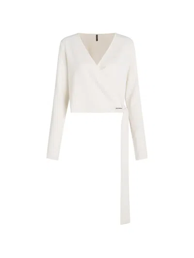 Karl Lagerfeld Loungewear Wrap Top In Neutral
