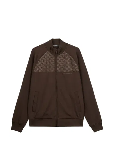 Karl Lagerfeld Logo-pattern Zip-up Jacket In Brown