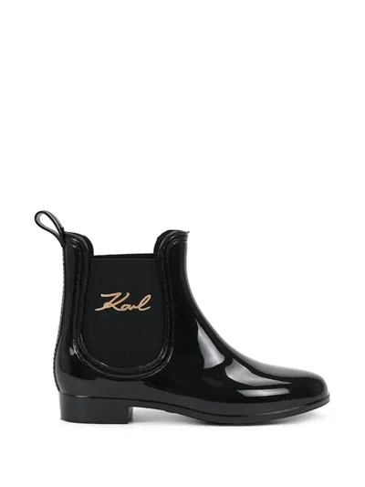 Karl Lagerfeld Logo-plaque Boots In Black