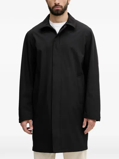 Karl Lagerfeld Logo-plaque Concealed-fastening Single-breasted Coat In Black